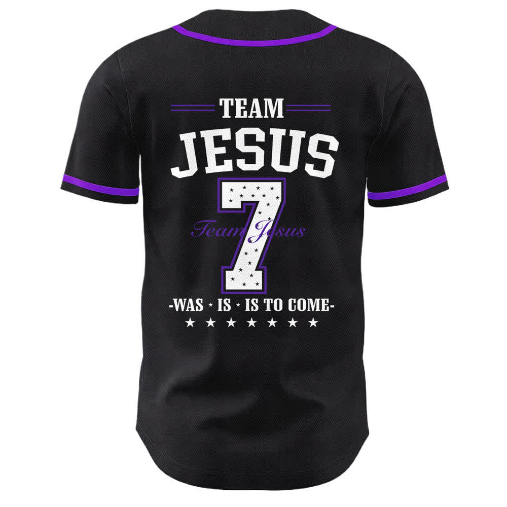 Maillot de baseball unisexe Christianartworkshop Team Jesus Numéro 7 Était Est Est À Venir - image 22