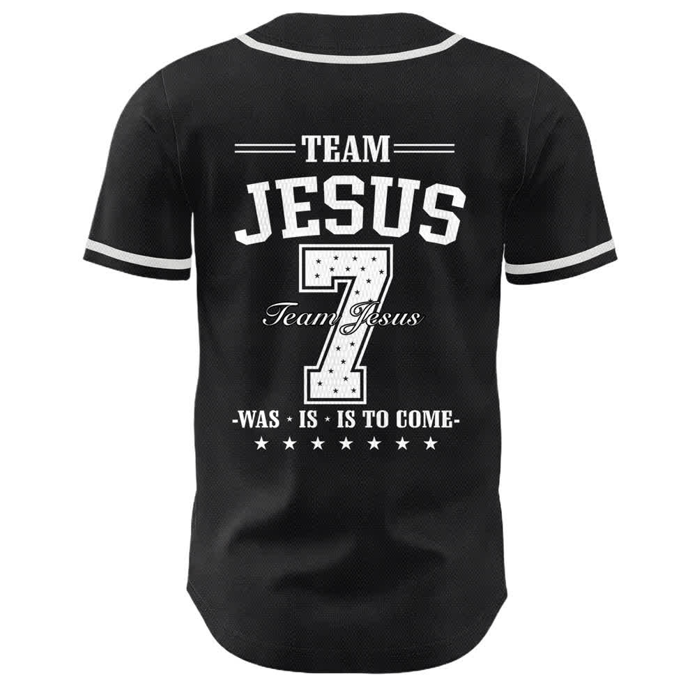 Maillot de baseball unisexe Christianartworkshop Team Jesus Numéro 7 Était Est Est À Venir - image 7