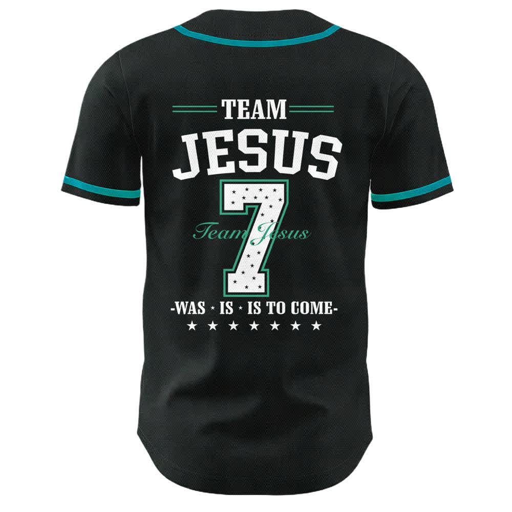 Maillot de baseball unisexe Christianartworkshop Team Jesus Numéro 7 Était Est Est À Venir - image 25
