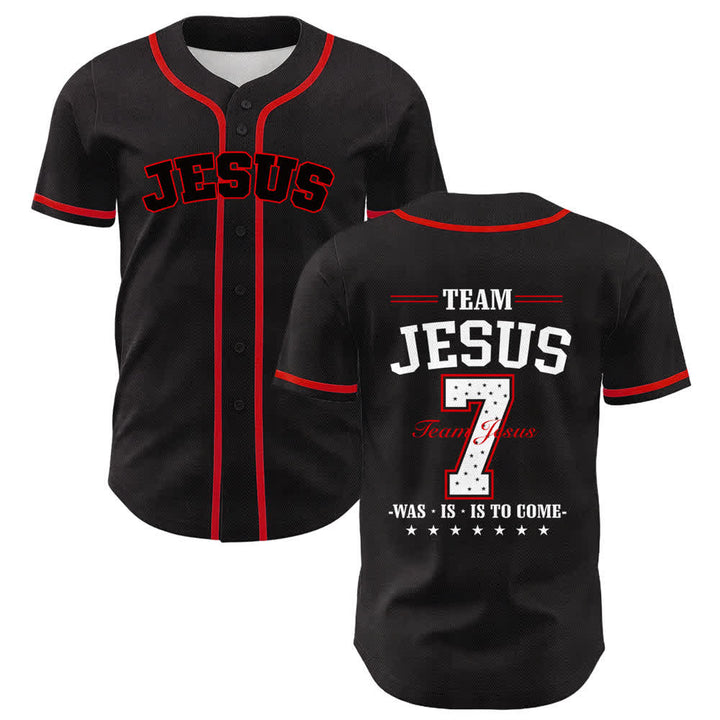 Maillot de baseball unisexe Christianartworkshop Team Jesus Numéro 7 Était Est Est À Venir - Rouge - 5XL - image 12