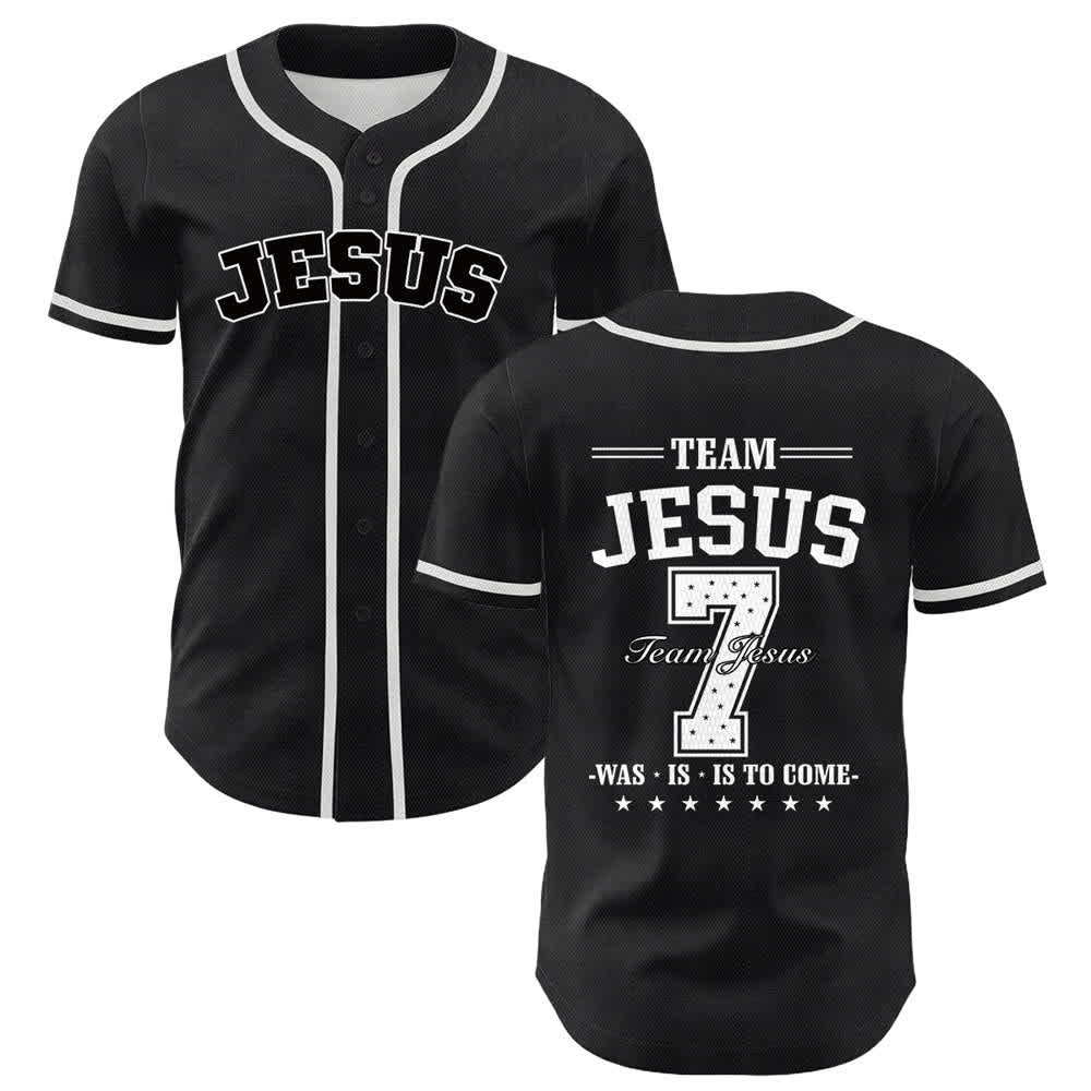 Maillot de baseball unisexe Christianartworkshop Team Jesus Numéro 7 Était Est Est À Venir - Blanc - 5XL - image 6