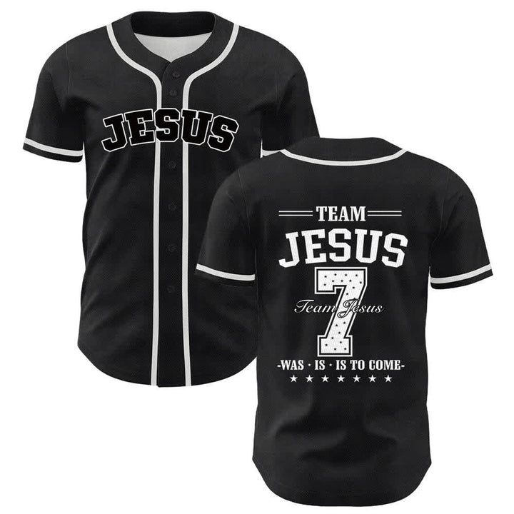 Maillot de baseball unisexe Christianartworkshop Team Jesus Numéro 7 Était Est Est À Venir - Blanc - 5XL - image 6