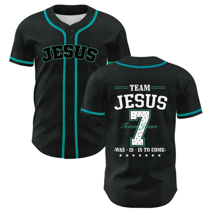 Maillot de baseball unisexe Christianartworkshop Team Jesus Numéro 7 Était Est Est À Venir - Vert foncé - 5XL - image 24