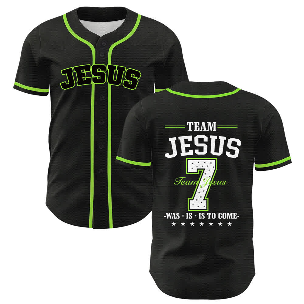 Maillot de baseball unisexe Christianartworkshop Team Jesus Numéro 7 Était Est Est À Venir - Vert clair - 5XL - image 18