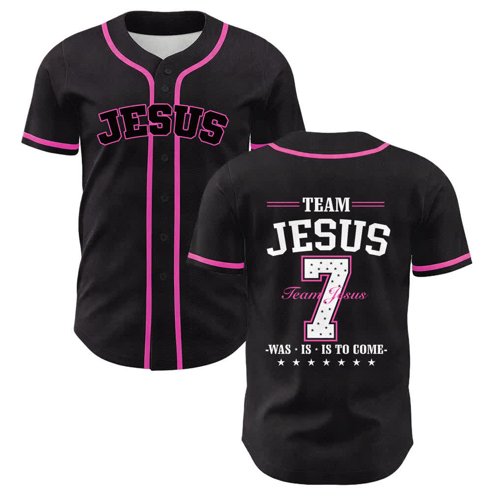 Maillot de baseball unisexe Christianartworkshop Team Jesus Numéro 7 Était Est Est À Venir - Rose - 5XL - image 9