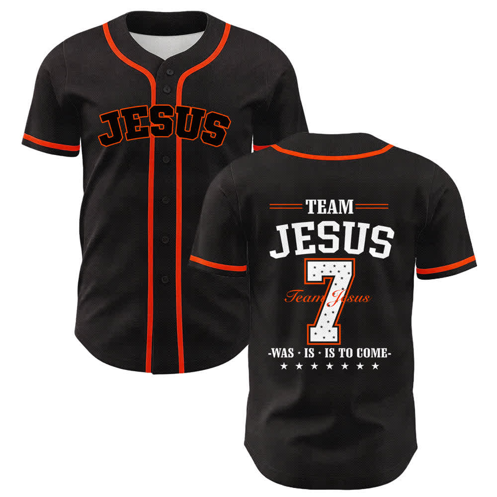 Maillot de baseball unisexe Christianartworkshop Team Jesus Numéro 7 Était Est Est À Venir - Orange - 5XL - image 15