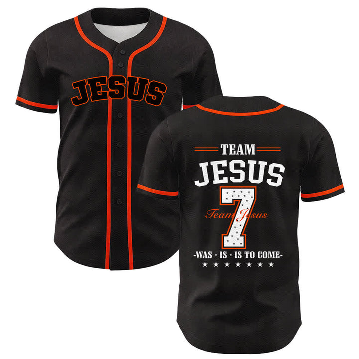 Maillot de baseball unisexe Christianartworkshop Team Jesus Numéro 7 Était Est Est À Venir - Orange - 5XL - image 15