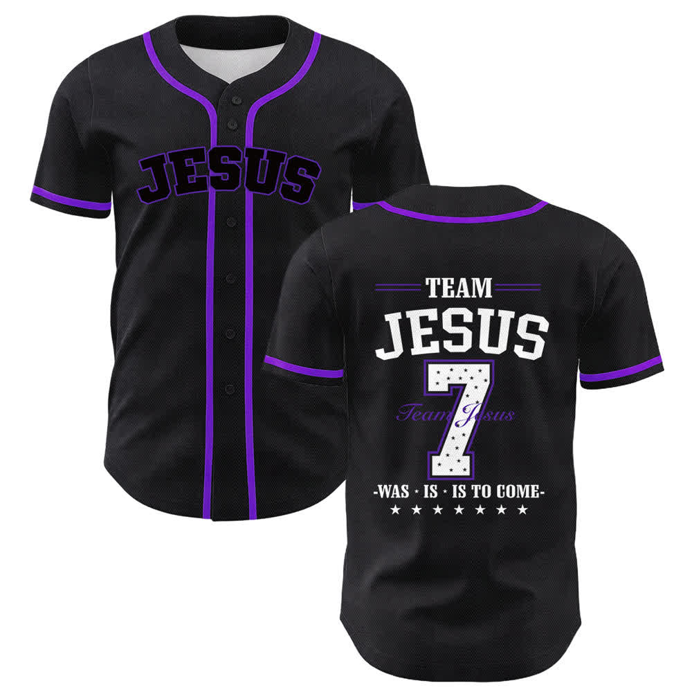 Maillot de baseball unisexe Christianartworkshop Team Jesus Numéro 7 Était Est Est À Venir - Violet - 5XL - image 21