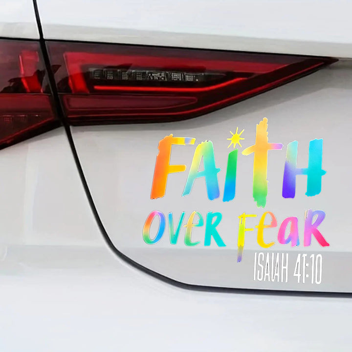 Christianartworkshop Autocollant hologramme « La foi plutôt que la peur » pour voiture : emblème de courage et de force céleste - Lot de 10 - image 0
