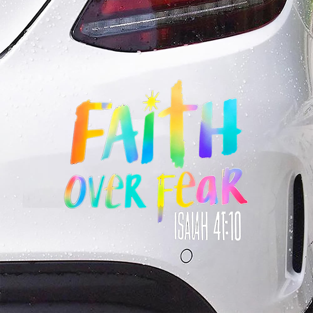 Christianartworkshop Autocollant hologramme « La foi plutôt que la peur » pour voiture : emblème de courage et de force céleste - image 1