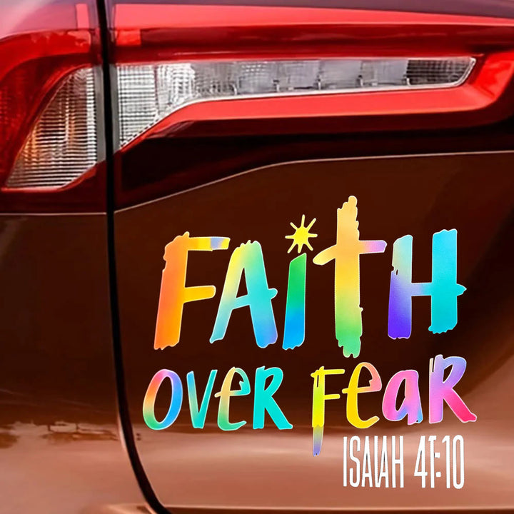 Christianartworkshop Autocollant hologramme « La foi plutôt que la peur » pour voiture : emblème de courage et de force céleste - image 2