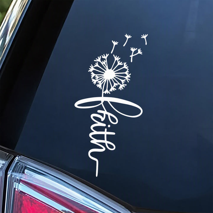 Christianartworkshop Autocollant de voiture Pissenlit Foi en écriture cursive : Emblème de douce espérance céleste - Lot de 10 - image 0