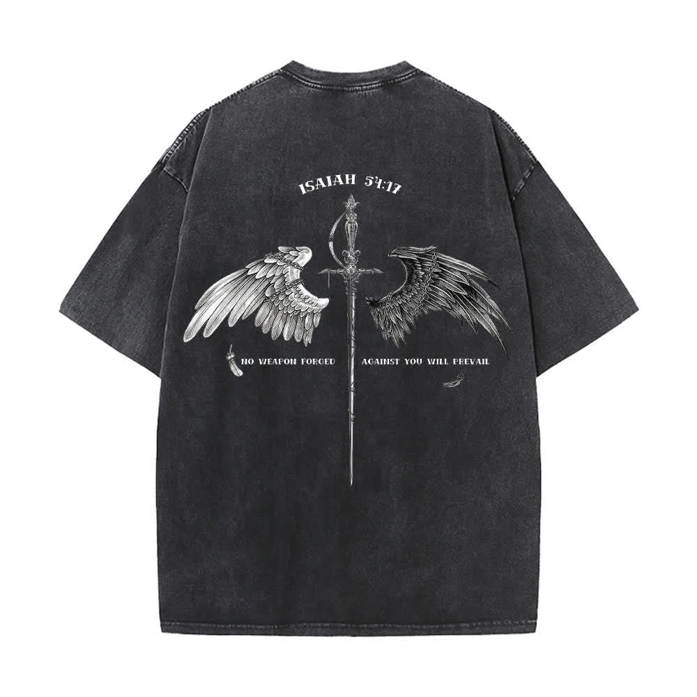 Christianartworkshop T-shirt délavé « Ailes de l’espoir » (Ésaïe 54:17) - Noir - 4XL - image 1