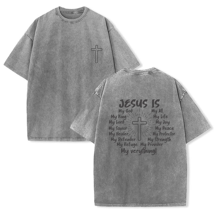 Christianartworkshop T-shirt oversize délavé avec imprimé croix au dos - Gris - 4XL - image 12