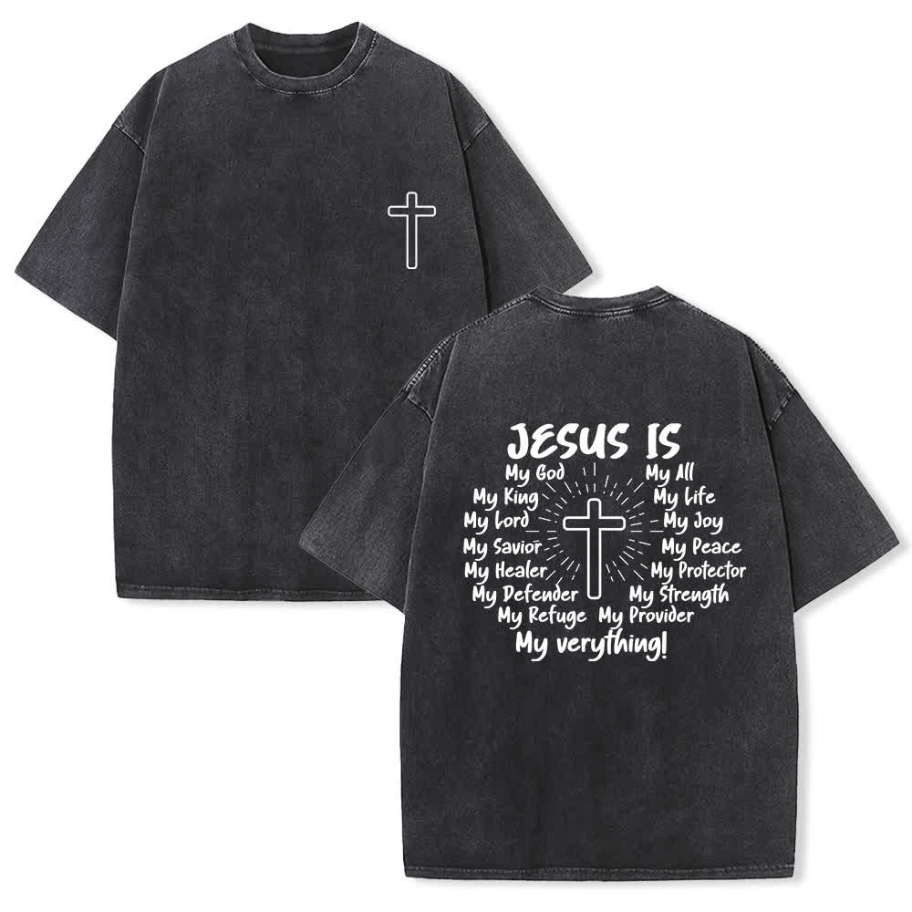 Christianartworkshop T-shirt oversize délavé avec imprimé croix au dos - Noir - 4XL - image 0