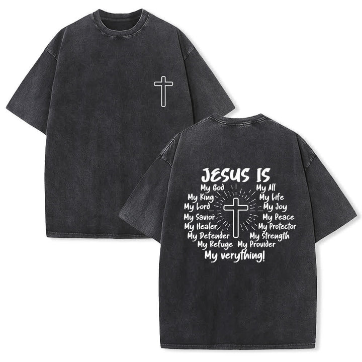 Christianartworkshop T-shirt oversize délavé avec imprimé croix au dos - Noir - 4XL - image 0