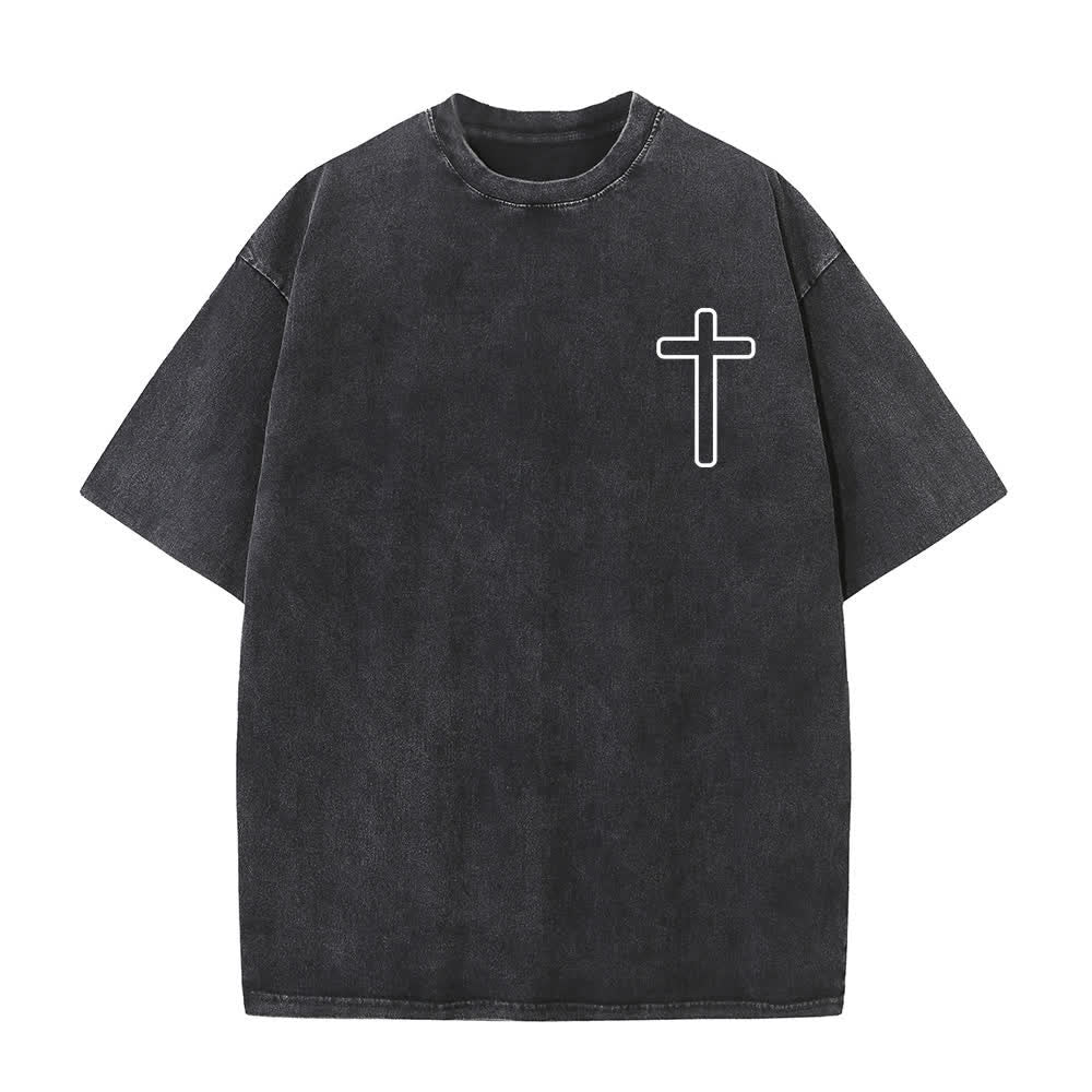 Christianartworkshop T-shirt oversize délavé avec imprimé croix au dos - image 2