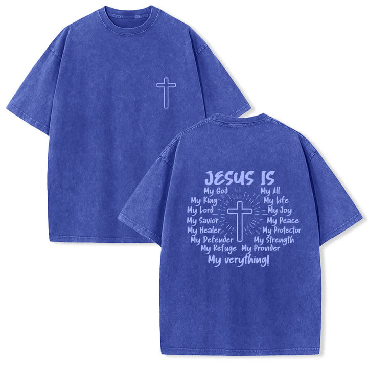 Christianartworkshop T-shirt oversize délavé avec imprimé croix au dos - Bleu - 4XL - image 18