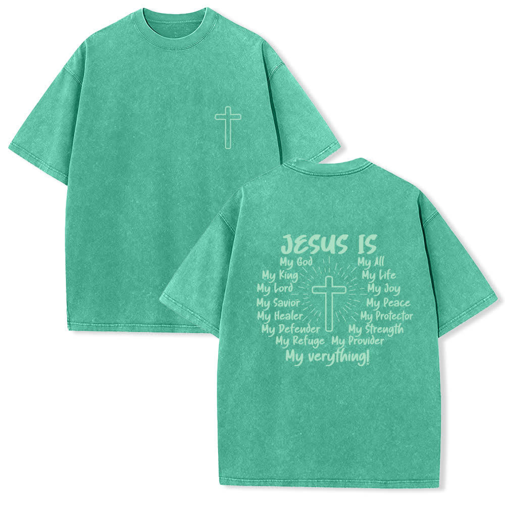 Christianartworkshop T-shirt oversize délavé avec imprimé croix au dos - Vert - 4XL - image 15