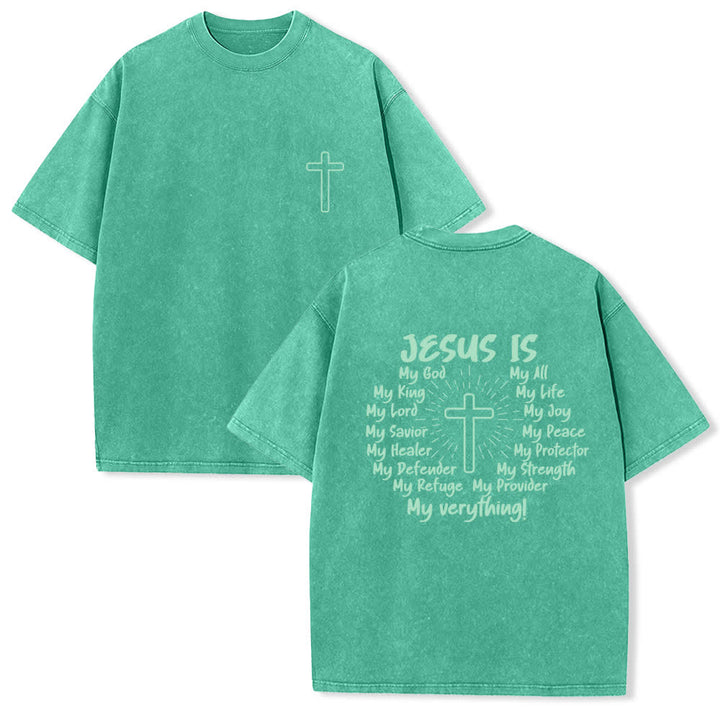 Christianartworkshop T-shirt oversize délavé avec imprimé croix au dos - Vert - 4XL - image 15