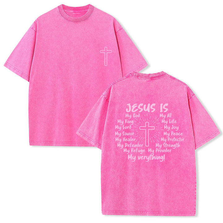 Christianartworkshop T-shirt oversize délavé avec imprimé croix au dos - Rose - 4XL - image 24