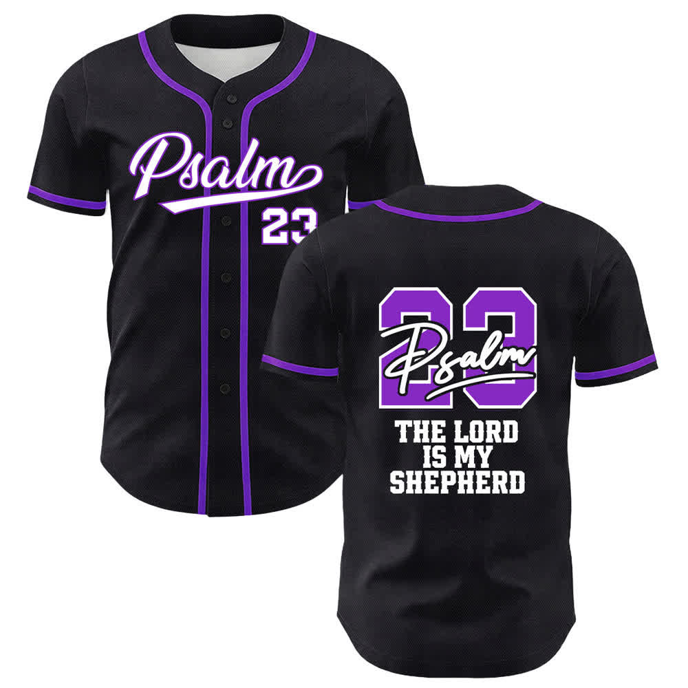 Maillot de baseball Christianartworkshop Psaume 23 Noir et Or - Violet - 5XL - image 18