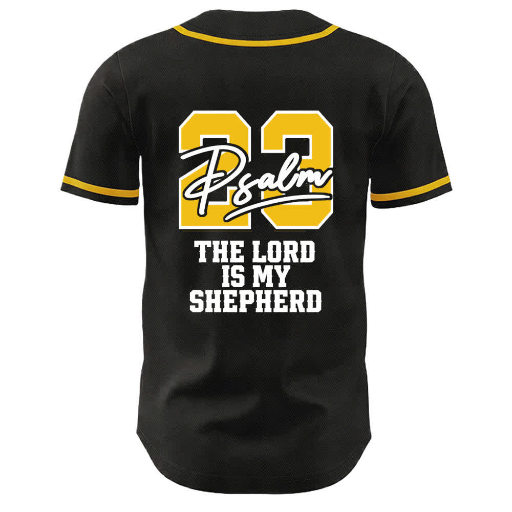 Maillot de baseball Christianartworkshop Psaume 23 Noir et Or - image 1