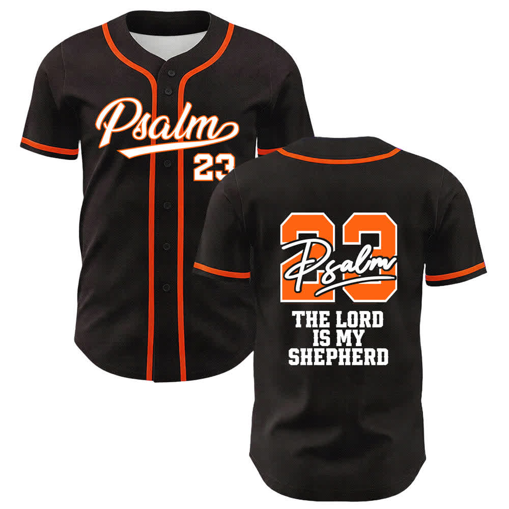 Maillot de baseball Christianartworkshop Psaume 23 Noir et Or - Orange - 5XL - image 15