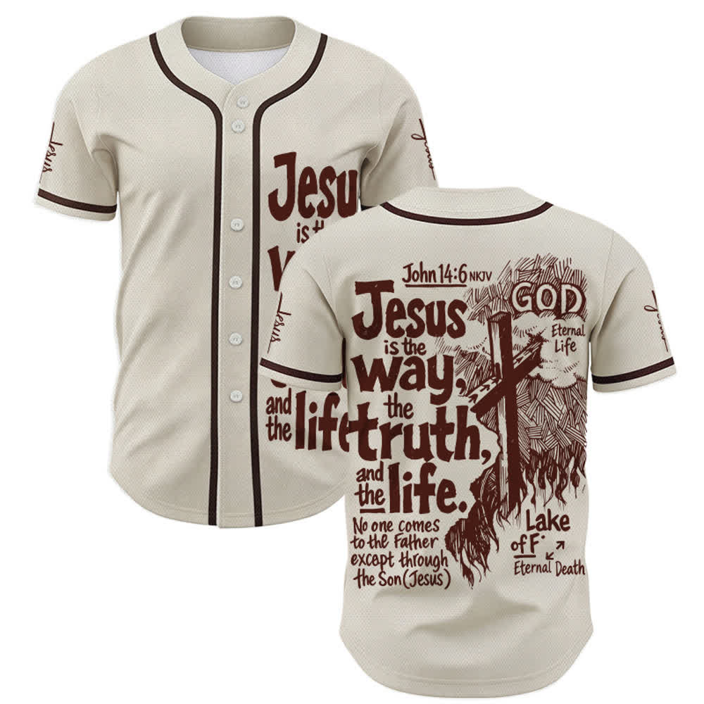 Christianartworkshop Maillot de baseball Jésus est le chemin - Beige - 5XL - image 0