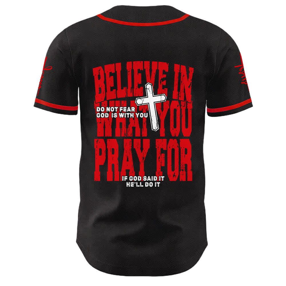 Christianartworkshop Maillot de baseball à boutons noirs et rouges Jésus - image 1