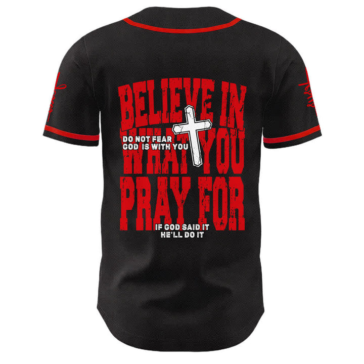 Christianartworkshop Maillot de baseball à boutons noirs et rouges Jésus - image 1