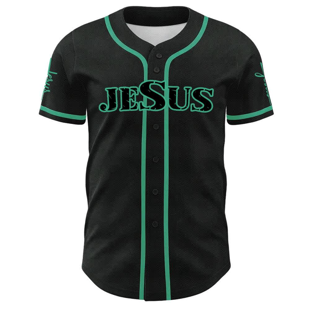 Christianartworkshop Maillot de baseball à boutons noirs et rouges Jésus - image 8