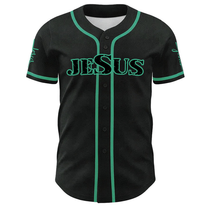 Christianartworkshop Maillot de baseball à boutons noirs et rouges Jésus - image 8