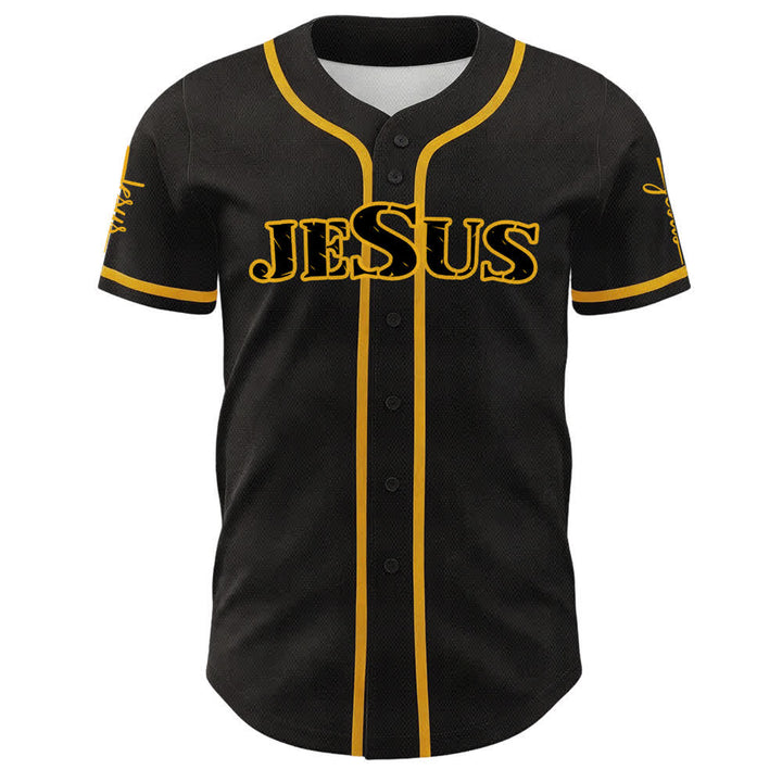 Christianartworkshop Maillot de baseball à boutons noirs et rouges Jésus - image 20