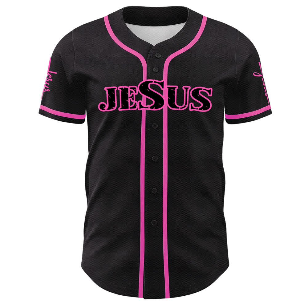 Christianartworkshop Maillot de baseball à boutons noirs et rouges Jésus - image 14