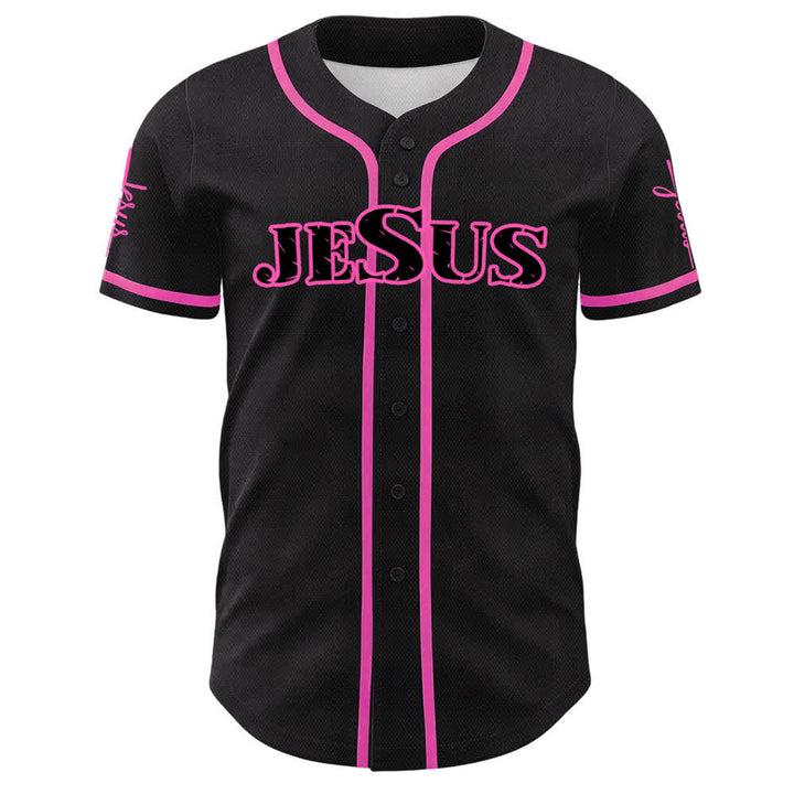 Christianartworkshop Maillot de baseball à boutons noirs et rouges Jésus - image 14