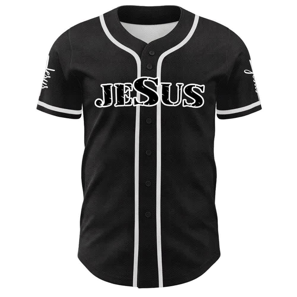 Christianartworkshop Maillot de baseball à boutons noirs et rouges Jésus - image 5