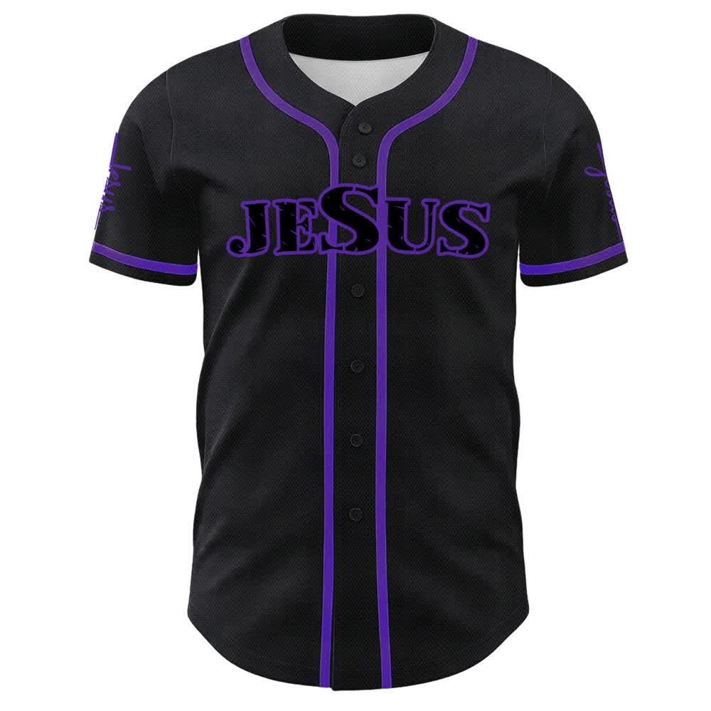 Christianartworkshop Maillot de baseball à boutons noirs et rouges Jésus - image 11