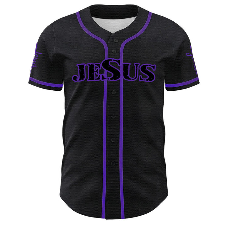 Christianartworkshop Maillot de baseball à boutons noirs et rouges Jésus - image 11