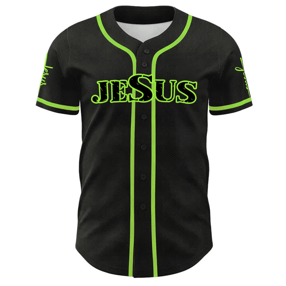 Christianartworkshop Maillot de baseball à boutons noirs et rouges Jésus - image 23