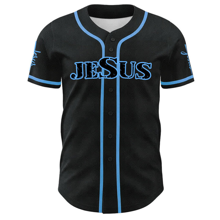 Christianartworkshop Maillot de baseball à boutons noirs et rouges Jésus - image 17