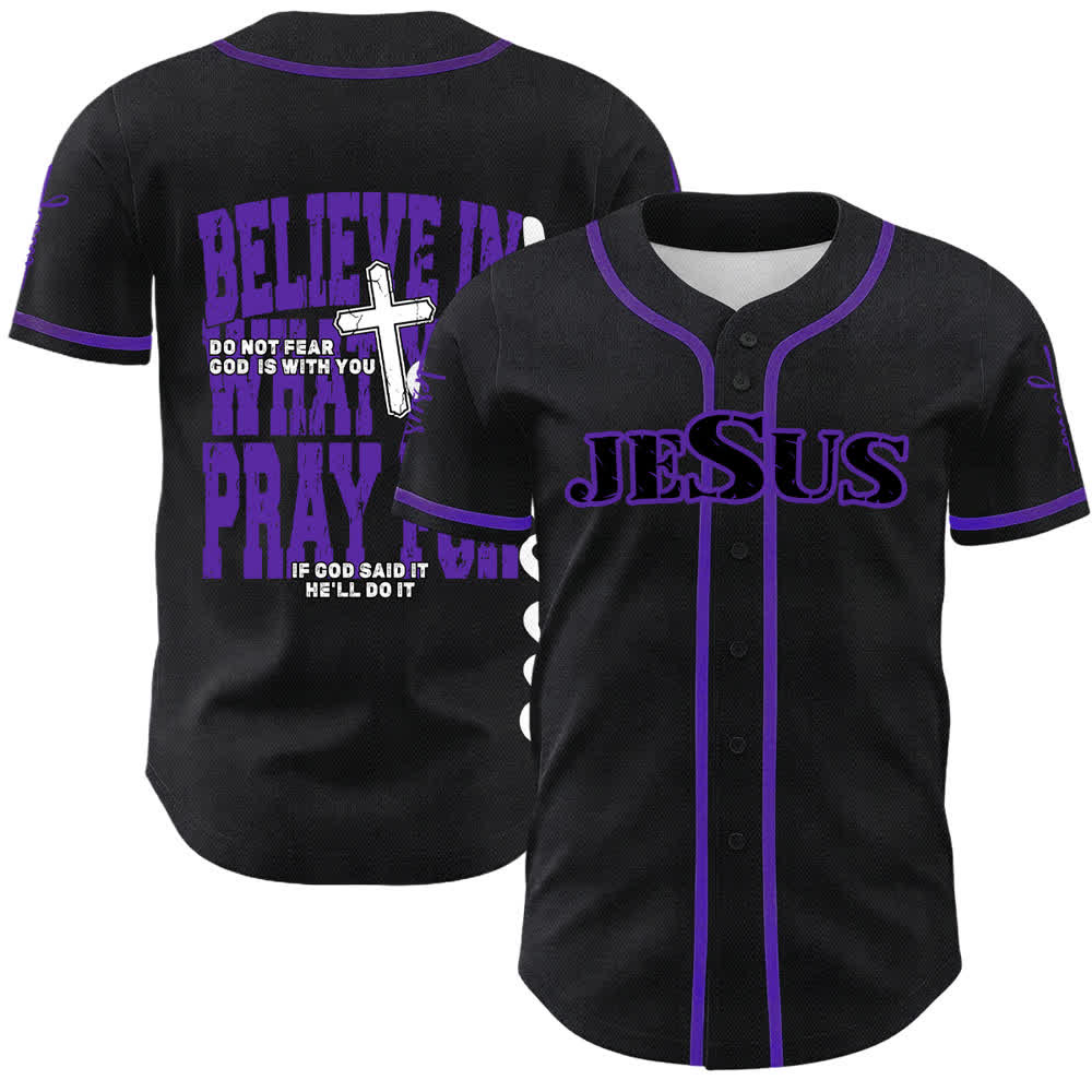 Christianartworkshop Maillot de baseball à boutons noirs et rouges Jésus - Violet - 5XL - image 9