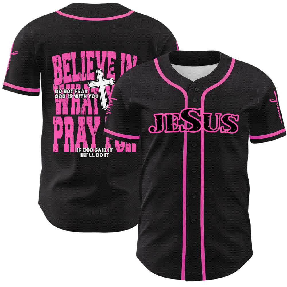 Christianartworkshop Maillot de baseball à boutons noirs et rouges Jésus - Rose - 5XL - image 12