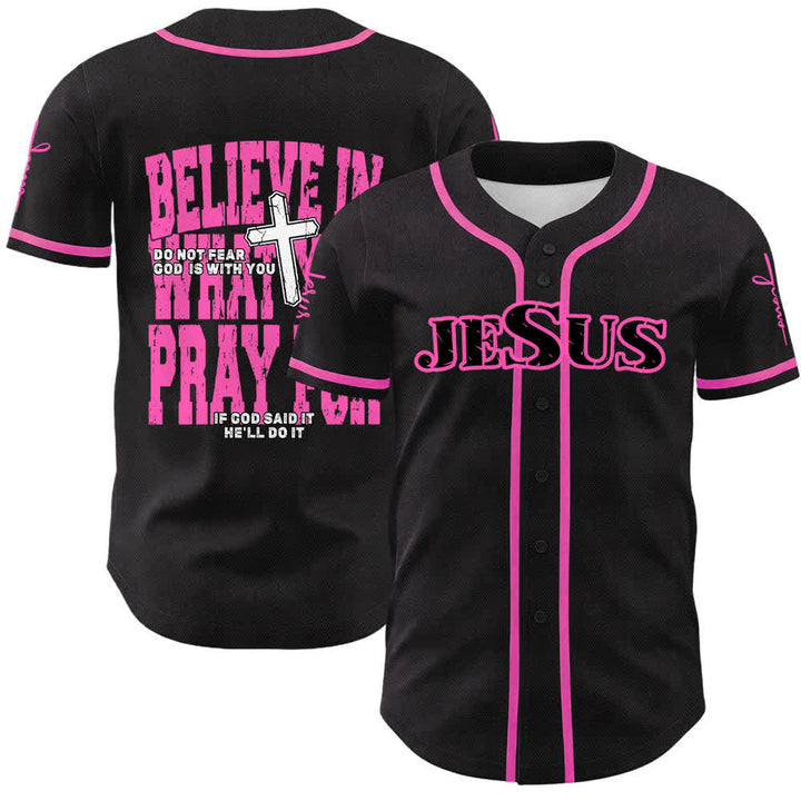 Christianartworkshop Maillot de baseball à boutons noirs et rouges Jésus - Rose - 5XL - image 12