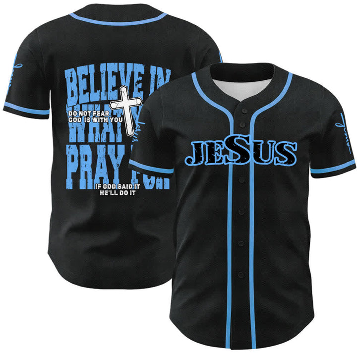 Christianartworkshop Maillot de baseball à boutons noirs et rouges Jésus - Bleu ciel - 5XL - image 15