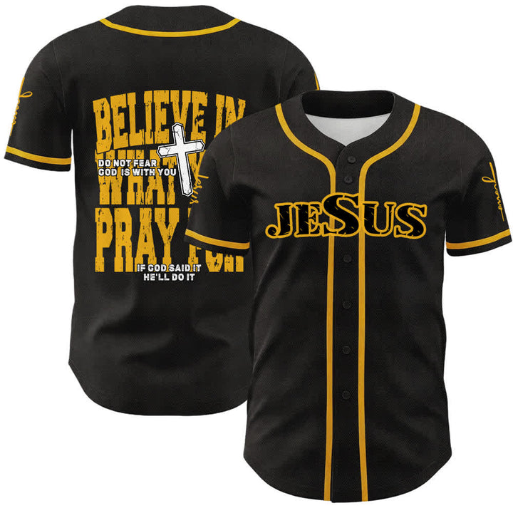 Christianartworkshop Maillot de baseball à boutons noirs et rouges Jésus - Jaune - 5XL - image 18