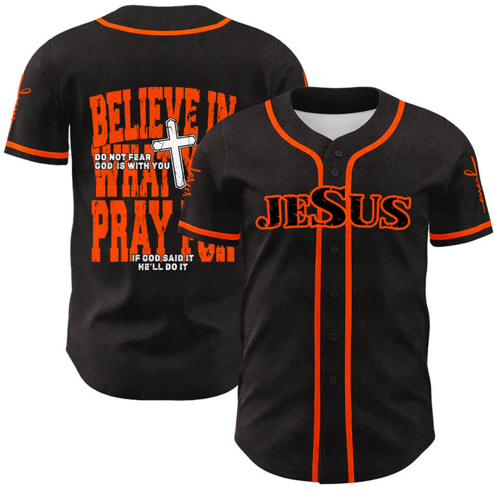 Christianartworkshop Maillot de baseball à boutons noirs et rouges Jésus - Orange - 5XL - image 24