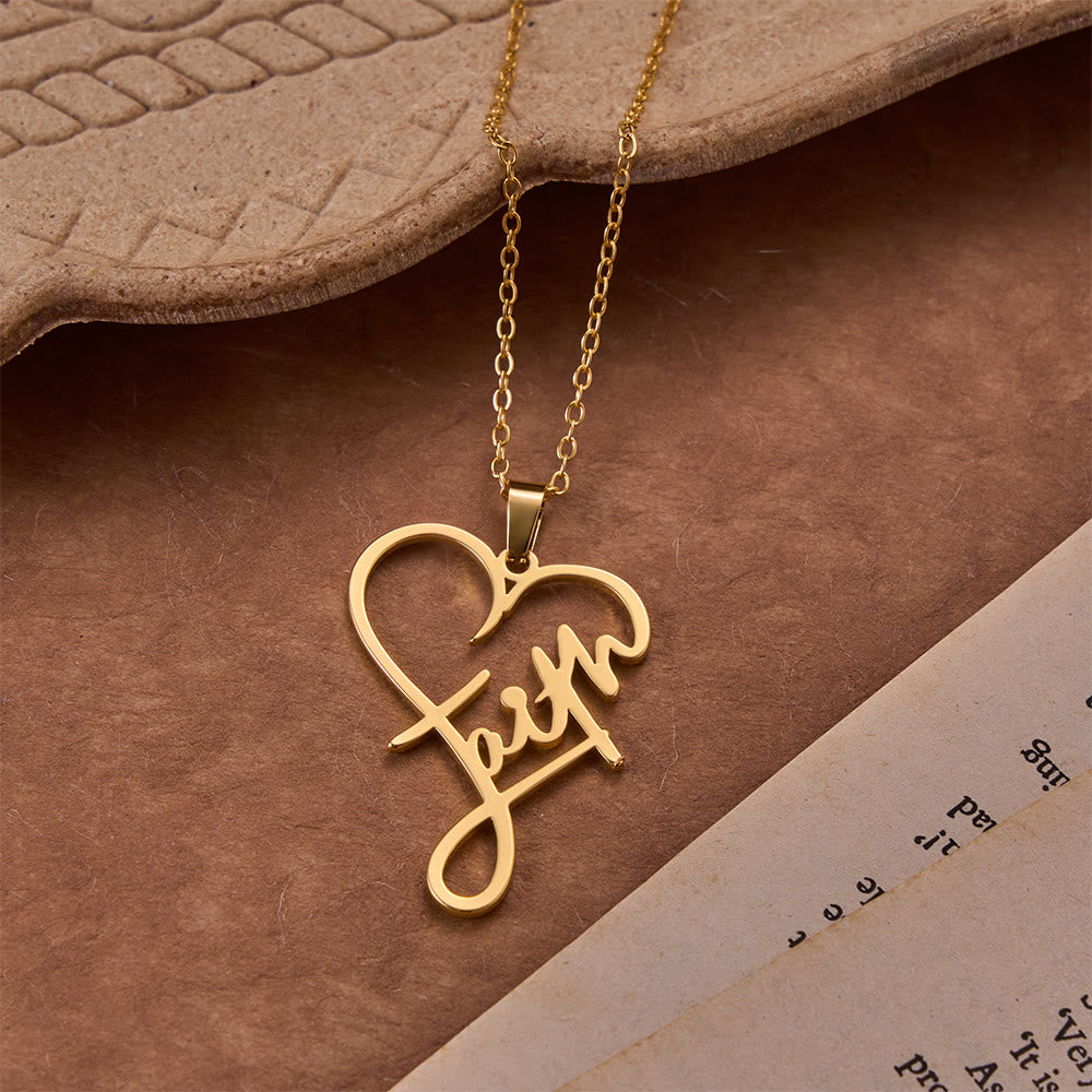 Christianartworkshop Collier pendentif cœur ajouré avec inscription « Foi » : emblème d’une espérance céleste éternelle - image 4