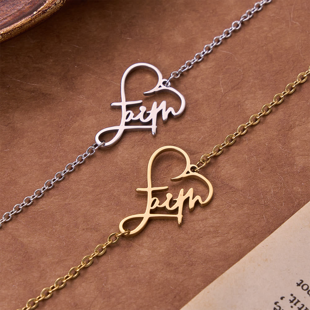 Christianartworkshop Collier pendentif cœur ajouré avec inscription « Foi » : emblème d’une espérance céleste éternelle - image 6