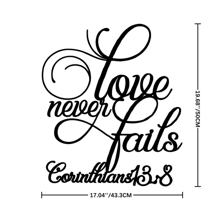 Décoration murale en métal « Love Never Fails » de Christianartworkshop : emblème d’affection céleste éternelle - 17,04"*19,68"*0,05" / 43,3*50*0,12 cm - image 7